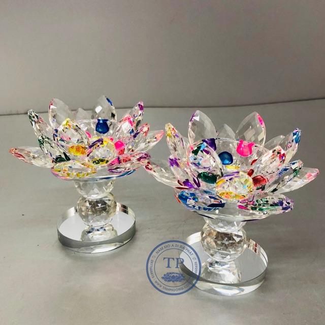Combo 2 chiếc chân đế nến pha lê chân cao 2 quả cầu KH1822