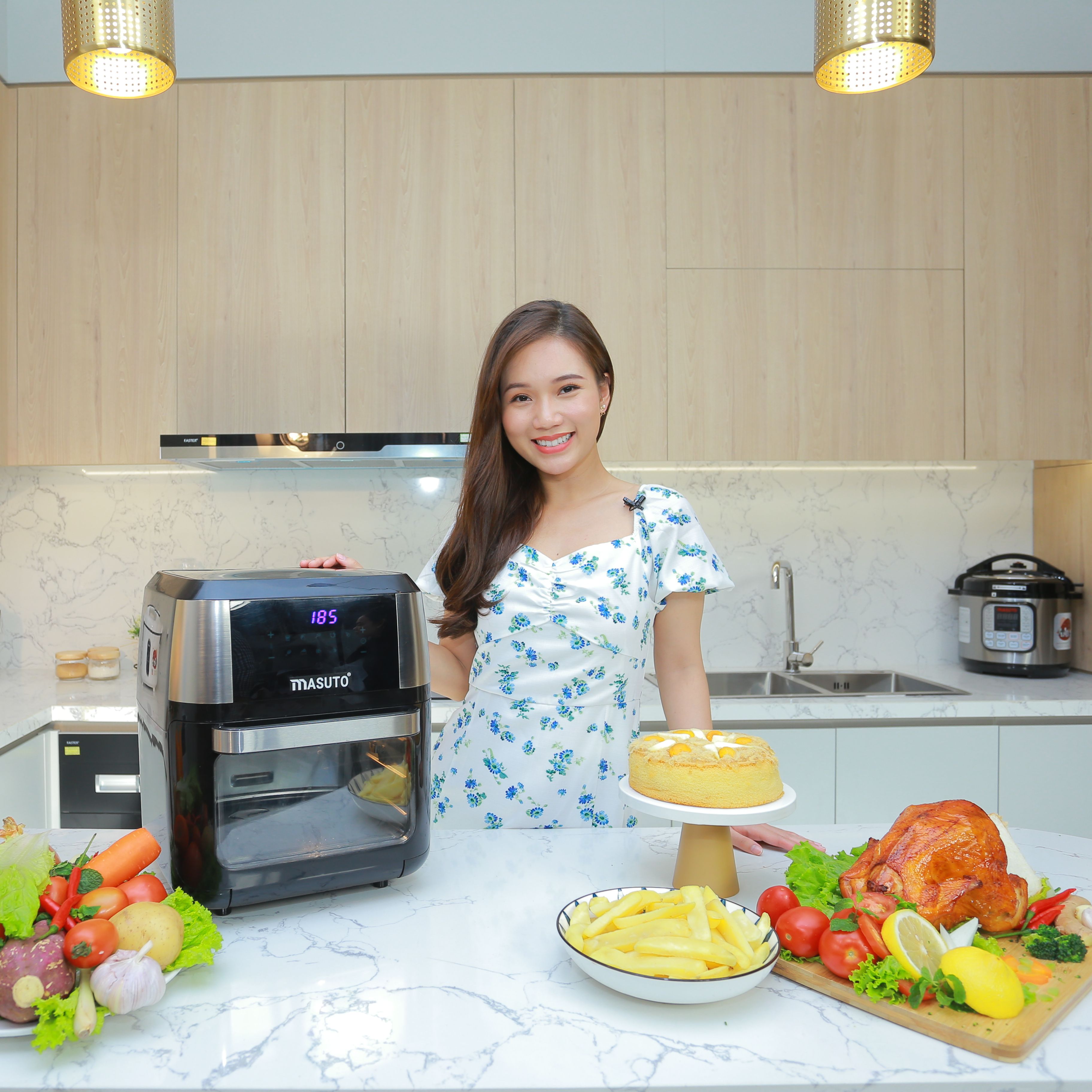 Nồi chiên không dầu Sothing Masuto Eatclean màn hình LED hiển thị 10 chế độ nấu hạn chế 90% lượng chất béo- Hàng chính hãng