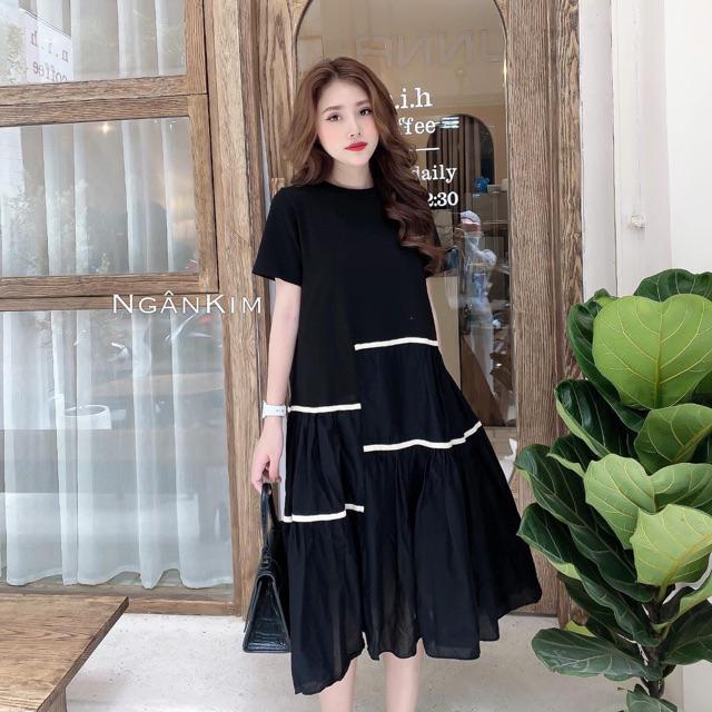 Váy bầu cao cấp chất cotton pha vonthiết kế sang chảnh mặc đi làm đi chơi đều đượcFree size 43~68kg