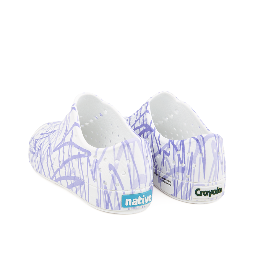 Giày Lười Trẻ Em NATIVE Jefferson Print Child - Shell White/ Shell White/ Lavender Burst Doodle - 28.5