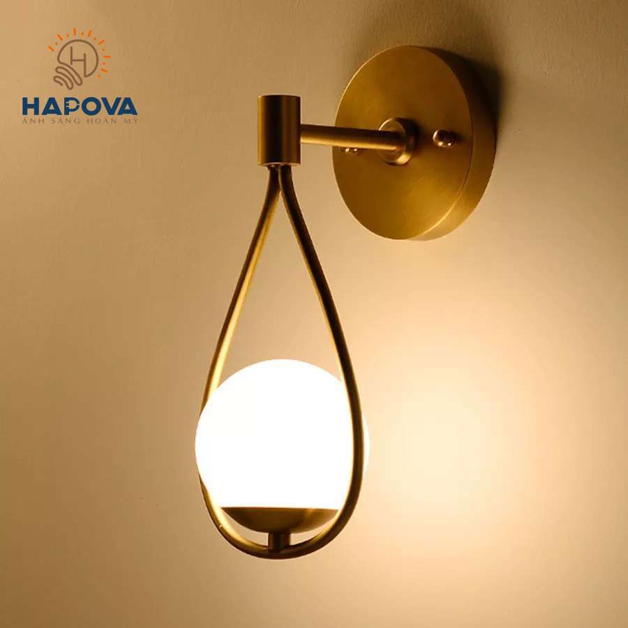 Đèn gắn tường, đèn ngủ treo tường hình giọt nước HAPOVA RITAS 1253 Tặng kèm bóng LED AS vàng