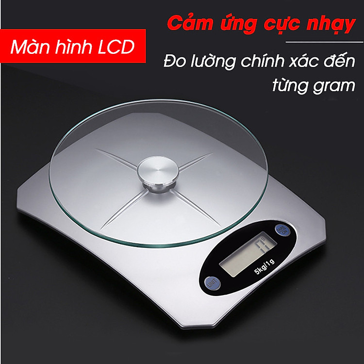 Cân Tiểu Ly Nhà Bếp 5Kg Mặt Kính Cường Lực Sang Trọng