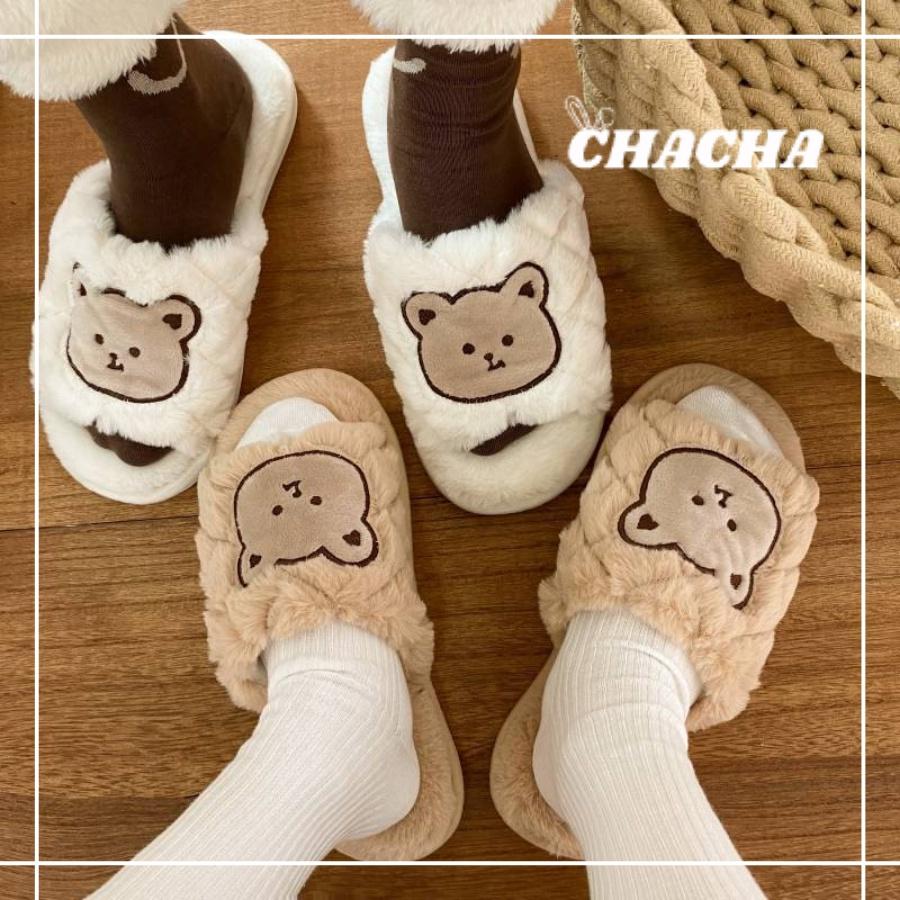 Dép bông hình Gấu nâu Teddy Bear Chacha Sweet đi trong nhà đáng yêu sang trọng siêu ấm siêu êm