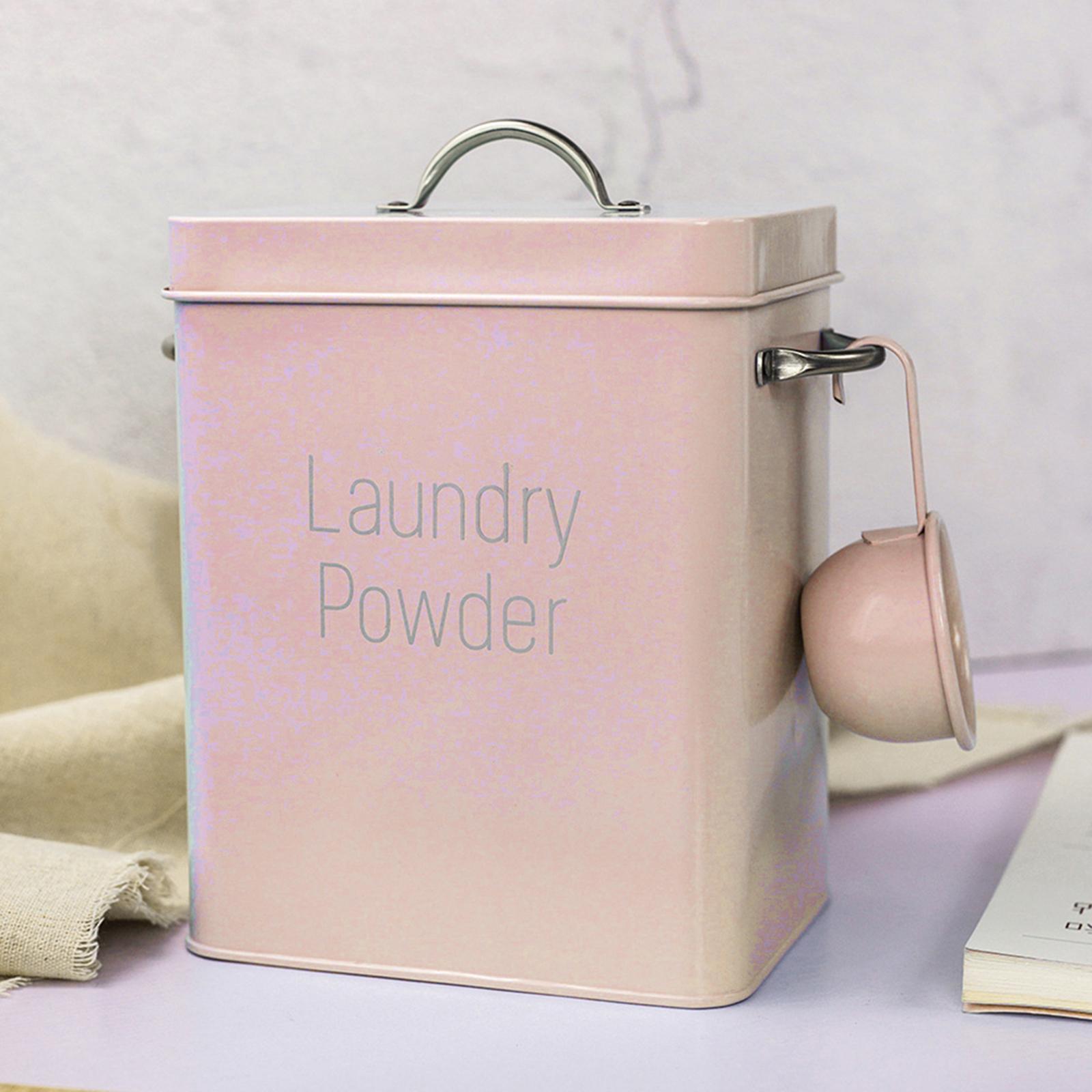 Laundry Storage Tin Box Large Rice Organizer Pink