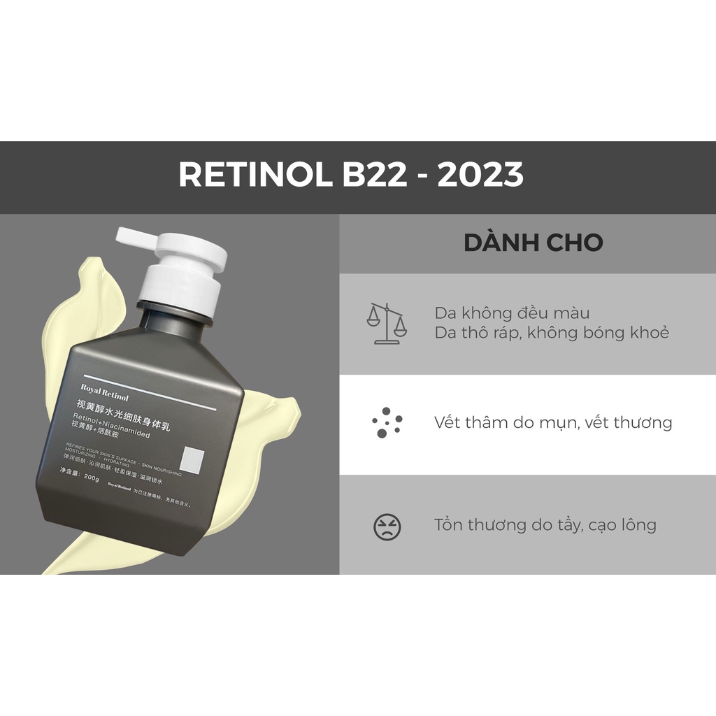 [BẢN MỚI] Kem Ủ  Trắng Body Retinol Niacinamide - Royal Retinol B22 - 2023