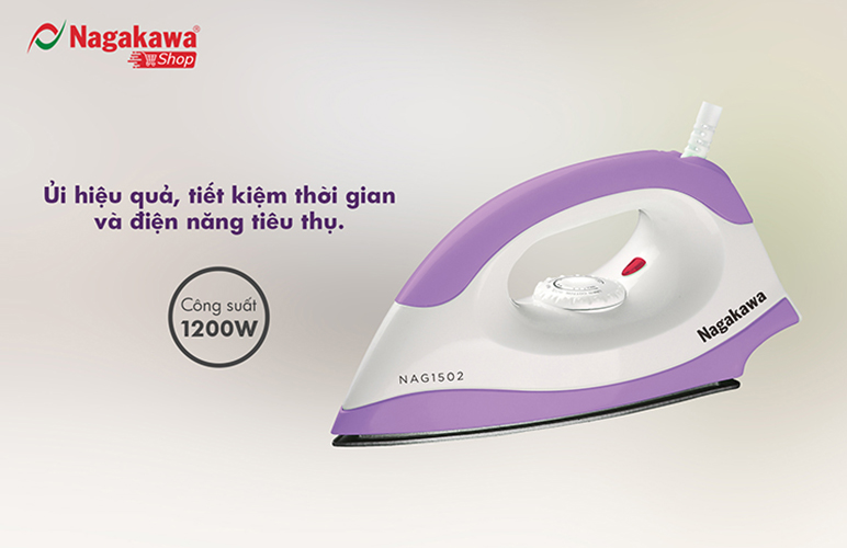 Bàn Ủi Khô Nagakawa NAG1502 (1200W) - Màu Ghi - Hàng Chính Hãng