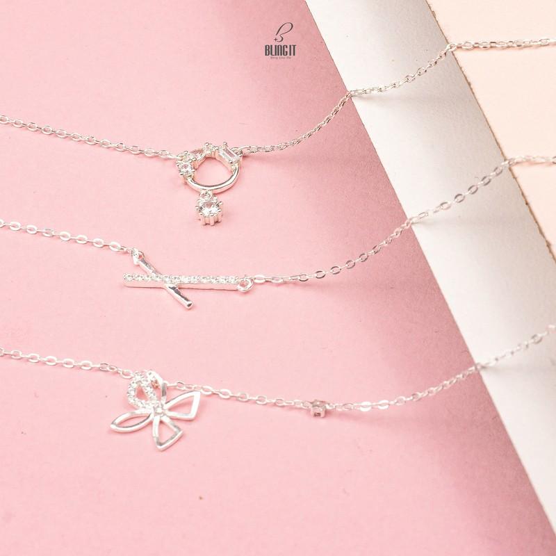 Vòng cổ Bling It vòng tròn bạc đá rơi BIVC254