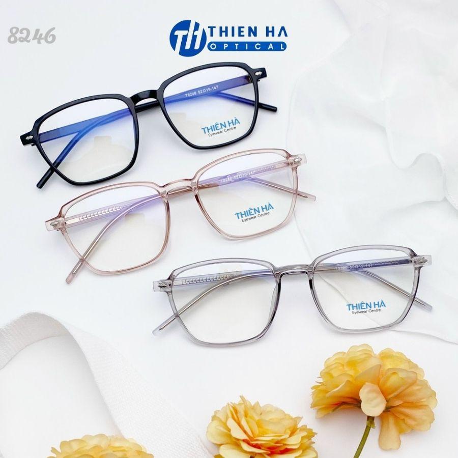 Gọng kính nam nữ vuông Thiên Hà Optical chất liệu nhựa cao cấp gọng cốt thép chắc chắn trẻ trung hợp cả cận nặng TH8246