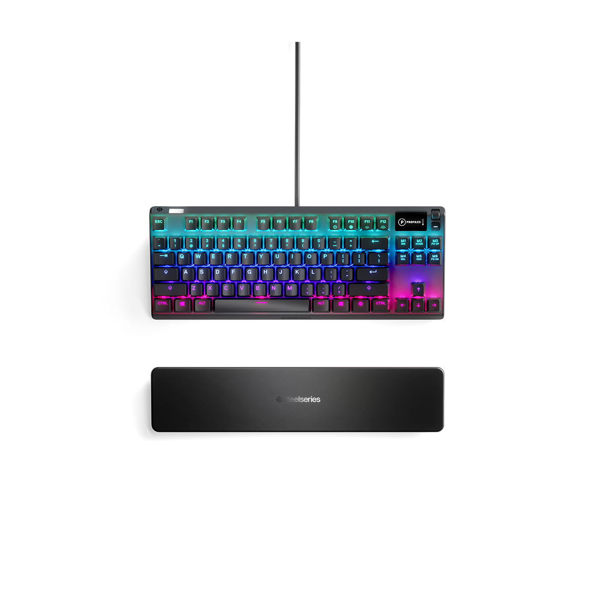 Bàn phím gaming có dây kê tay SteelSeries Apex 7 TKL, Led RGB, 50 triệu Clicks, màn hình Oled, Hàng chính hãng, Bảo hành 12 tháng