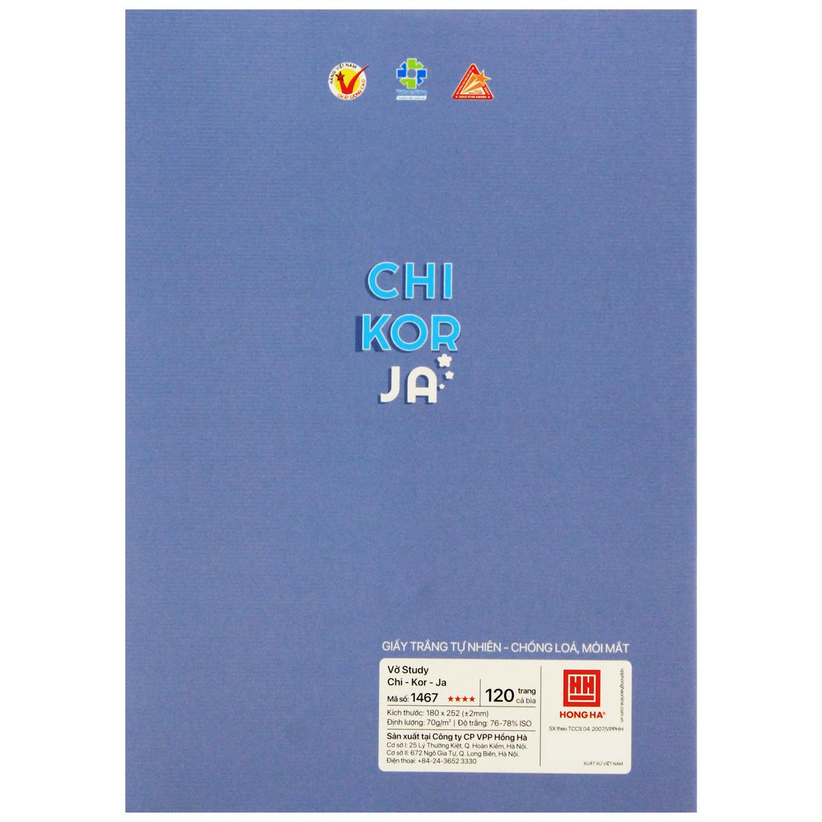 Vở Gáy Ghim Study Chi-Kor-Ja - Tiếng Trung Quốc, Hàn Quốc, Nhật Bản - 120 Trang 70gsm - Hồng Hà 1467 (Mẫu Bìa Giao Ngẫu Nhiên)