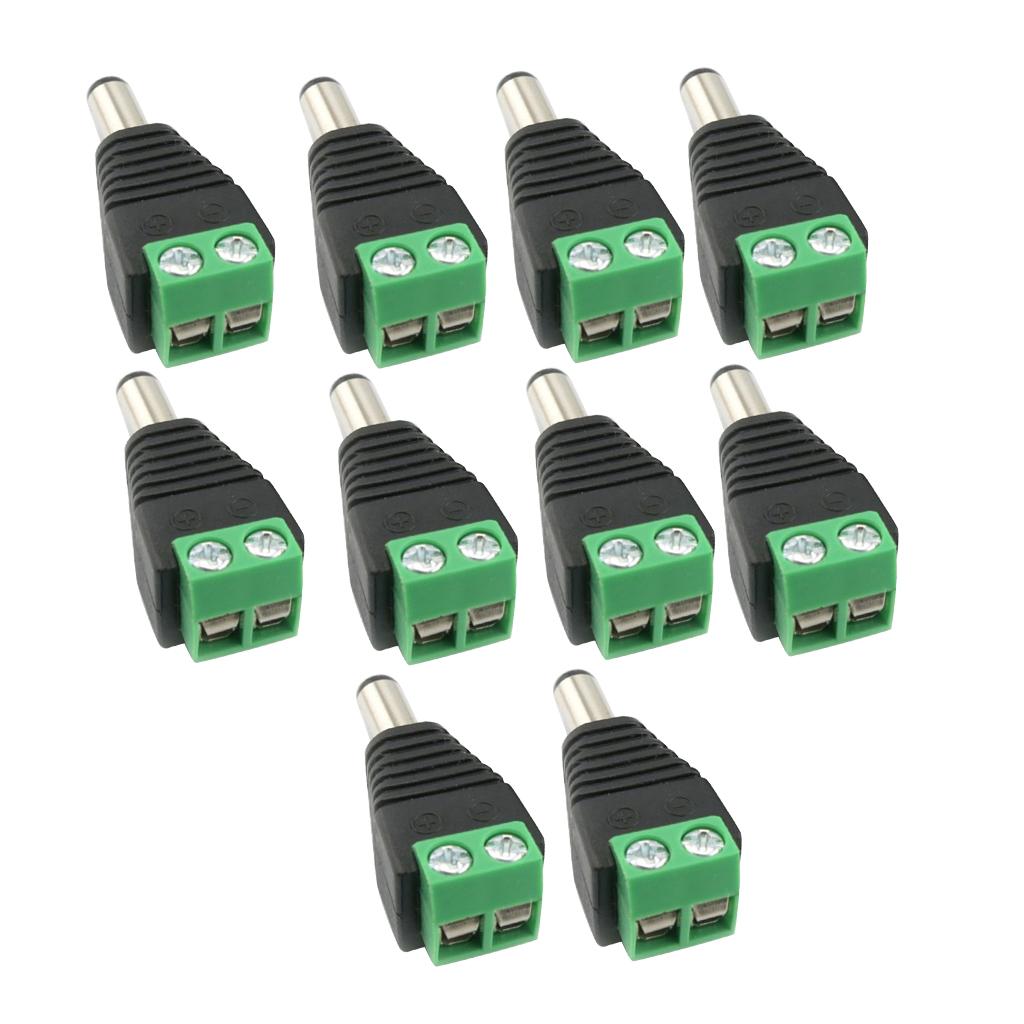 10 12V Nam DC Jack Cắm Dành Cho Dải Đèn LED 120W Nhiệt Độ Hoạt Động: -50 ° C ~ 68 ° C