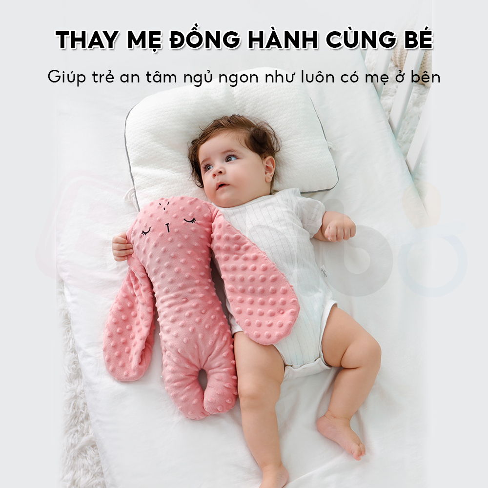 Gối ôm cho bé sơ sinh 0-3T EMA, gấu bông cho trẻ ôm ngủ, thú bông đồ chơi cho bé