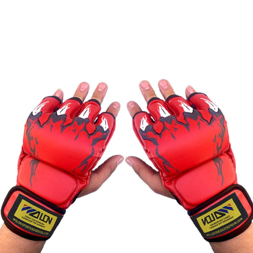 Găng Tay MMA Wolon Cao Cấp - Bộ Đôi Găng Tay Đấm Bốc Tập Boxing Đấm Bốc Bọc Da PU