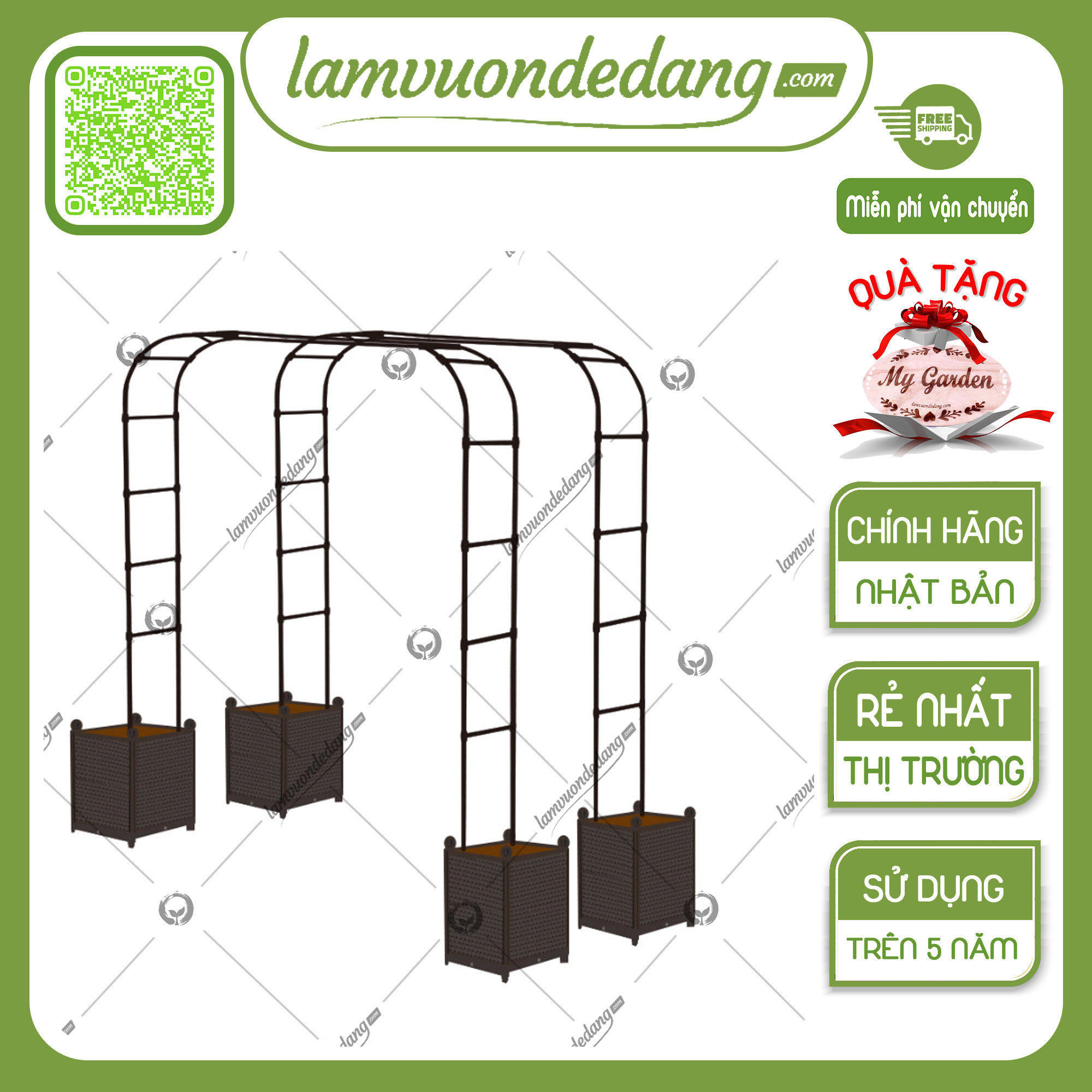 CỔNG VÒM HOA HỒNG LEO cao 3M15 - Dùng làm khung cổng hoa hồng giàn leo, giá đỡ cho cây hoa hồng leo, cây hoa leo - Giúp cây không bị đổ ngã - Tạo không gian đẹp cho khu vườn