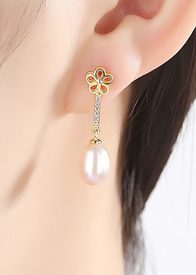 Bông Tai Ngọc Trai Cao Cấp B2332 Cỡ Hạt 7x10 Ly Bảo Ngọc Jewelry