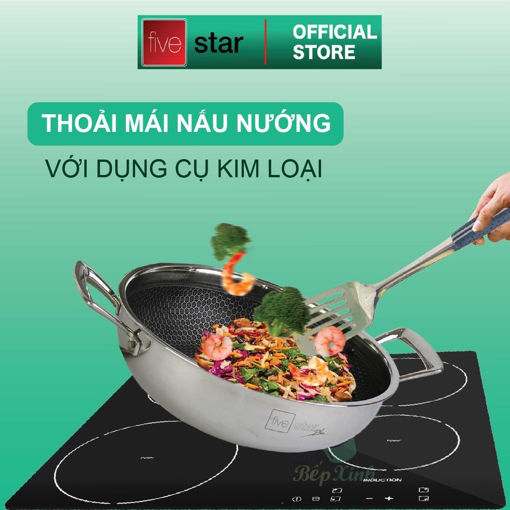 Chảo tổ ong sâu lòng 2 quai Blackcube FiveStar Plush 3 lớp đáy liền inox 304 , tặng 1 sạn inox