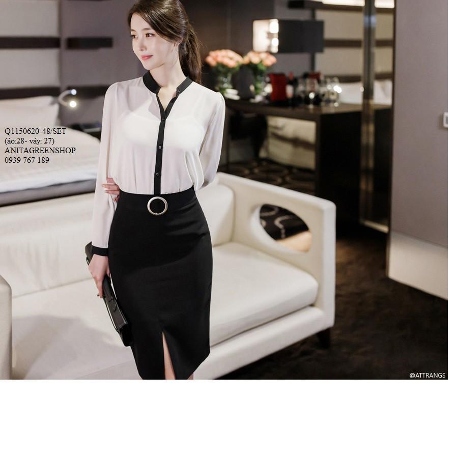 Q1150620 SET ÁO PHỐI CHÂN VÁY CÔNG SỞ