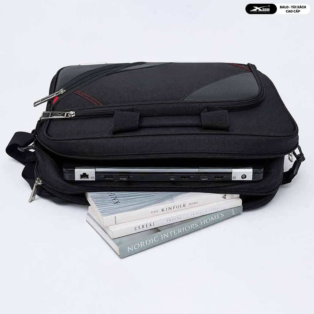 Cặp Laptop Công Sở Nam Xbags Mutil Class Pro Đen Chỉ Đỏ Sang Trọng 15.6 Inch - XB4103