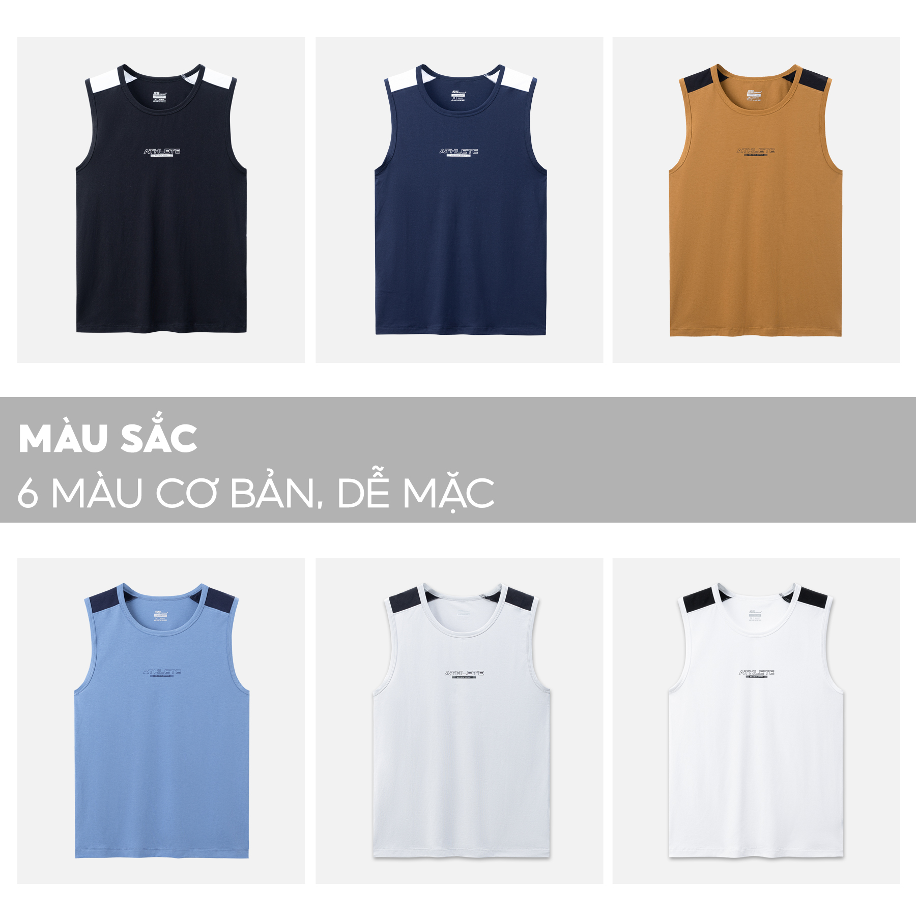 Áo Sát Nách Nam 5S ATHLETE Vải Cotton Siêu Mát, Thấm Hút Cực Tốt, Thiết Kế Thể Thao, Khỏe Khoắn