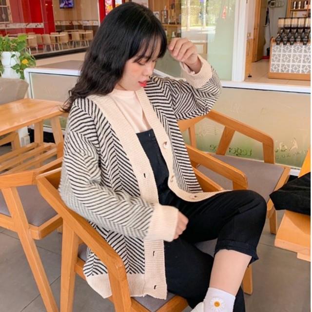 Áo cardigan len kẻ sọc