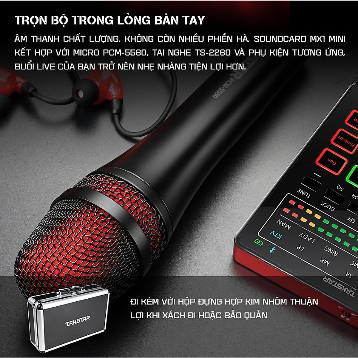 Combo trọn bộ mic thu âm chính hãng Takstar MX1 mini, tai nghe Ts-2260 và đầy đủ phụ kiện thu âm, livestream, hát karaoke online - AVSTAR - hàng chính hãng