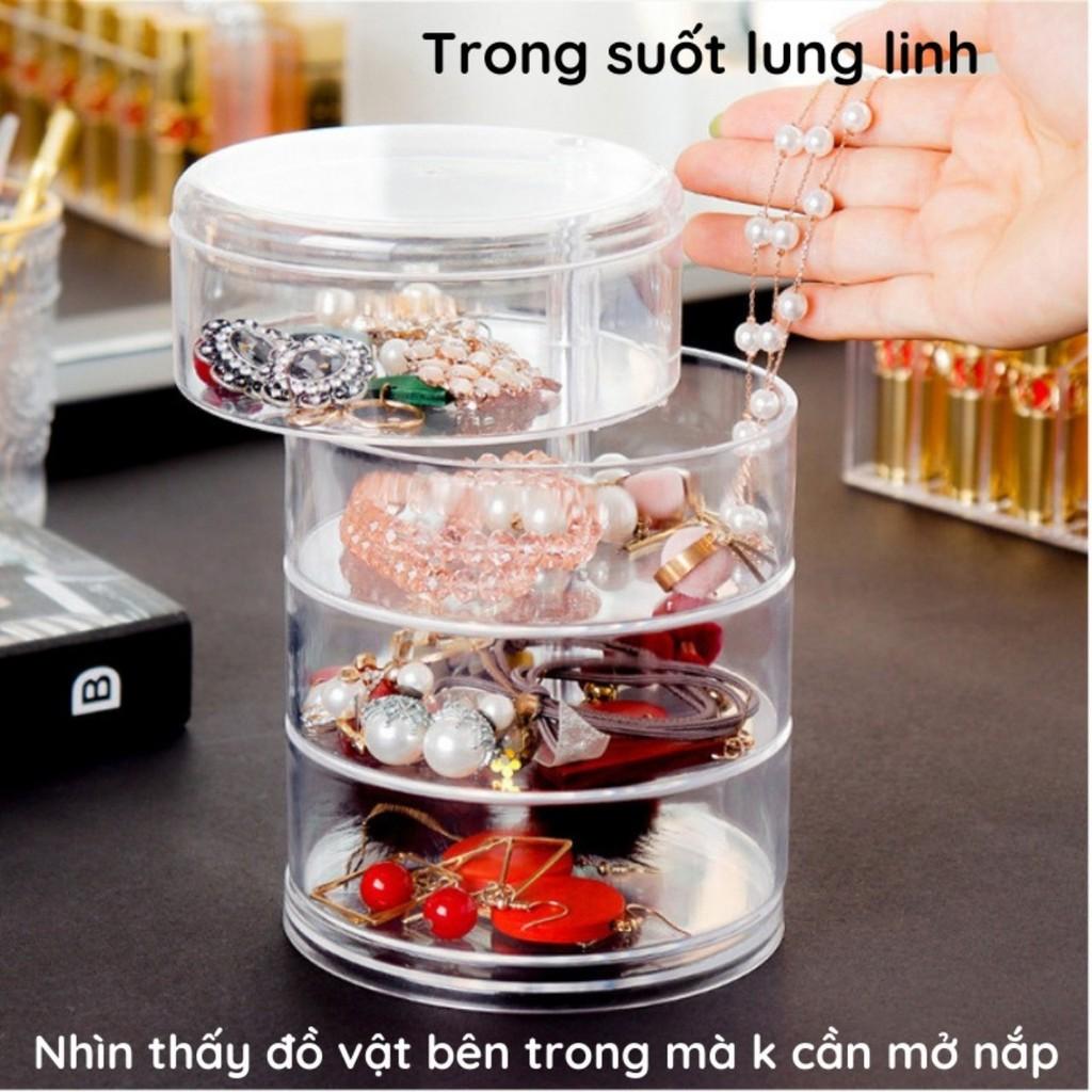 Hộp Đựng Đồ Trang Sức Mini Nhiều Ngăn Cao Cấp Sang Trọng Trong Suốt Xoay 360 Độ Để Phụ Kiện Nhỏ Đẹp Tiện Lợi Giá Rẻ