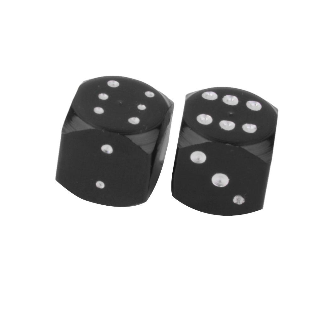 2Pcs Valve Motorcycle Car Tire Valve Metal Dice Black