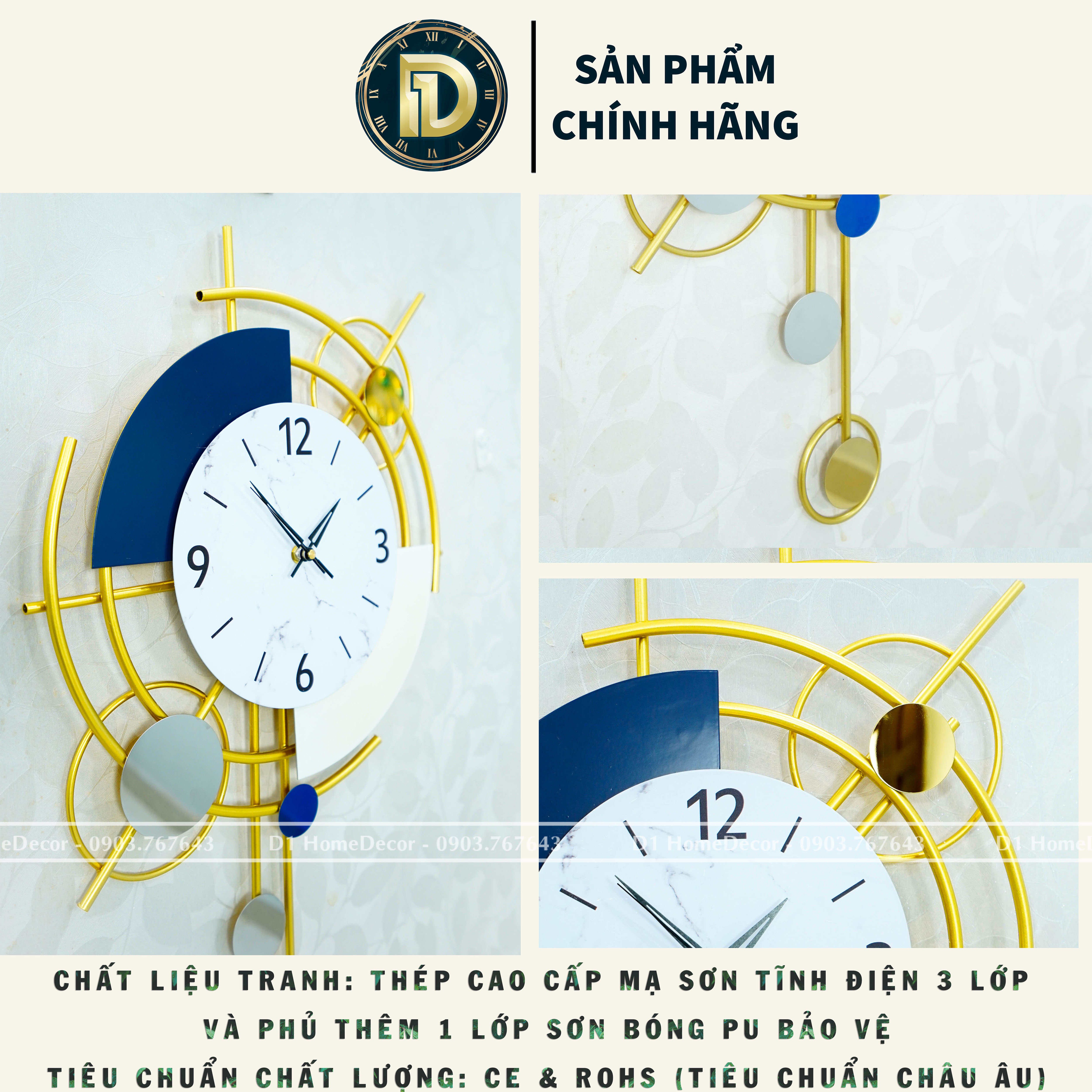 Đồng Hồ Treo Tường Kim Trôi Trang Trí Decor - Mẫu Đồng Hồ Hiện Đại Sáng Tạo - Trang Trí Nhà Cửa - BH 5 năm - D1Home - DT