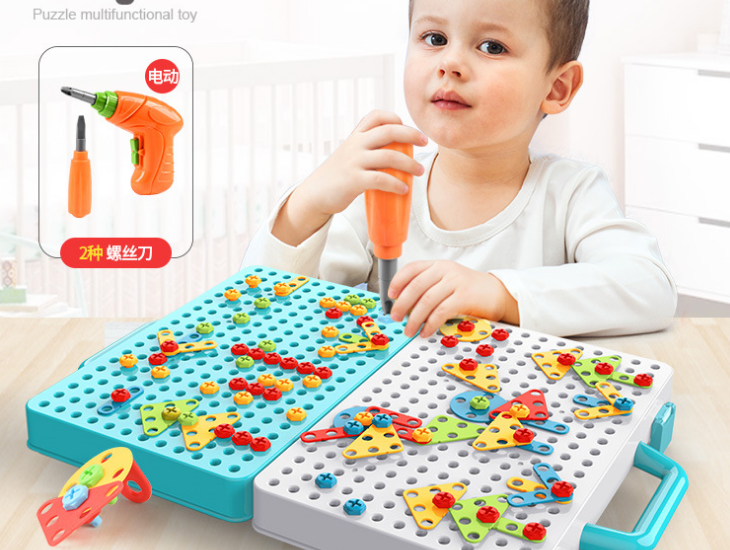 Đồ chơi trí tuệ lắp ráp an toàn cho trẻ,bộ lắp ghép sáng tạo building block,set gồm cả máy bắt vít và tua vít,hàng rất đẹp