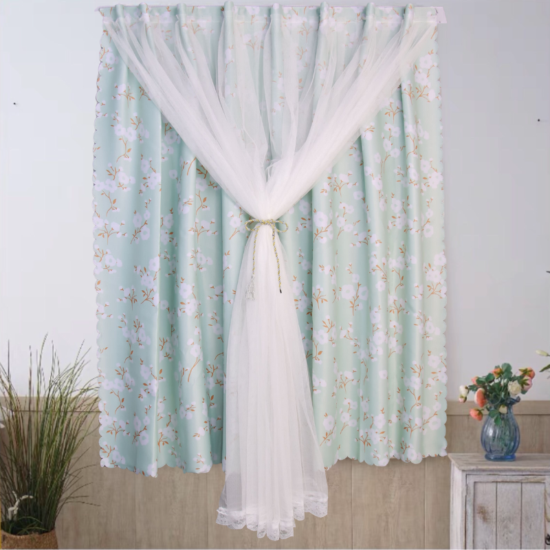 Rèm Khoen Lỗ, Khoen Ri Đô, Rèm Dán Hai Lớp CHÙM HOA TRẮNG Chống Nắng Tốt, Kích Thước Đa Dạng