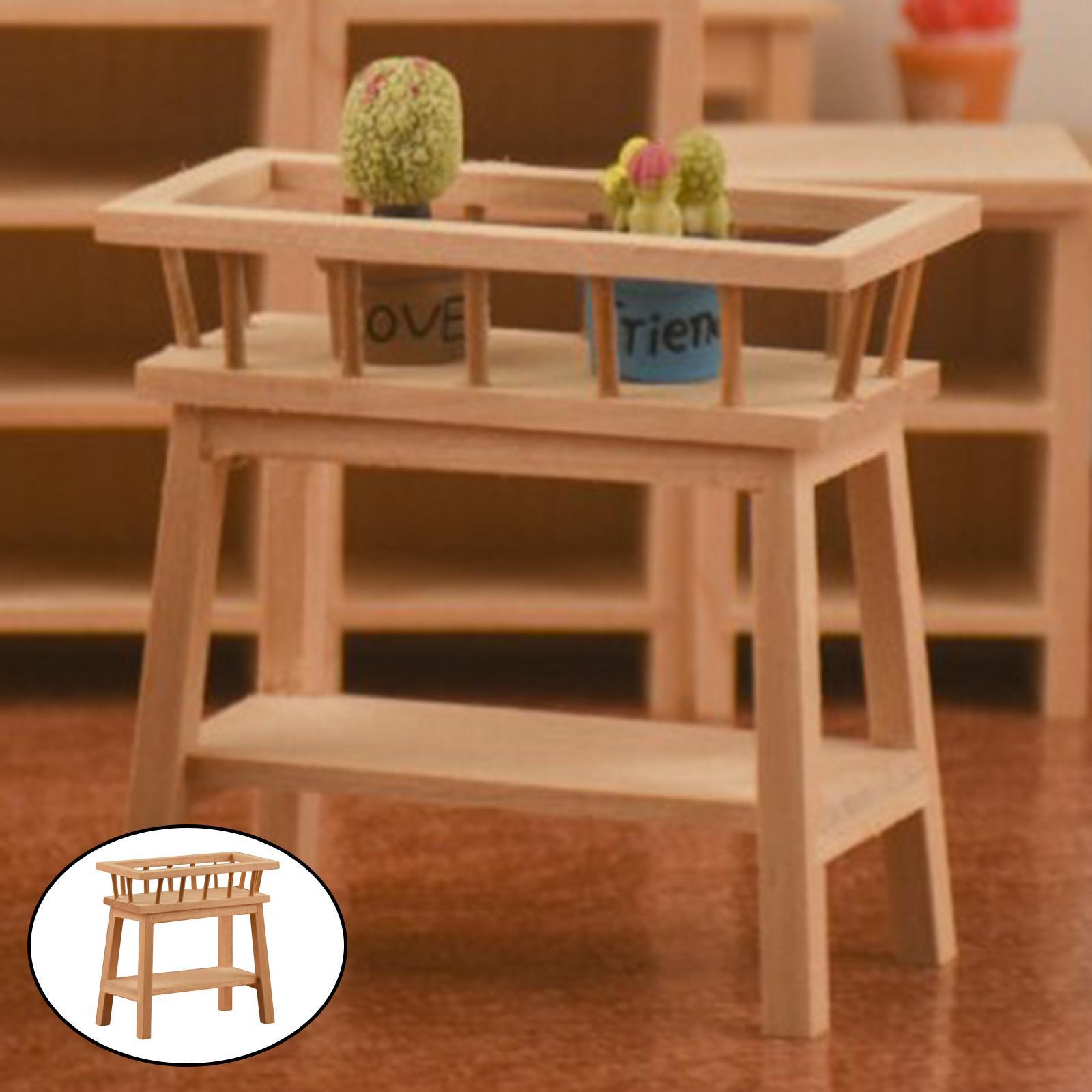 Wooden 1:12 Dollhouse Furniture Flower Stand Model Dining Decor