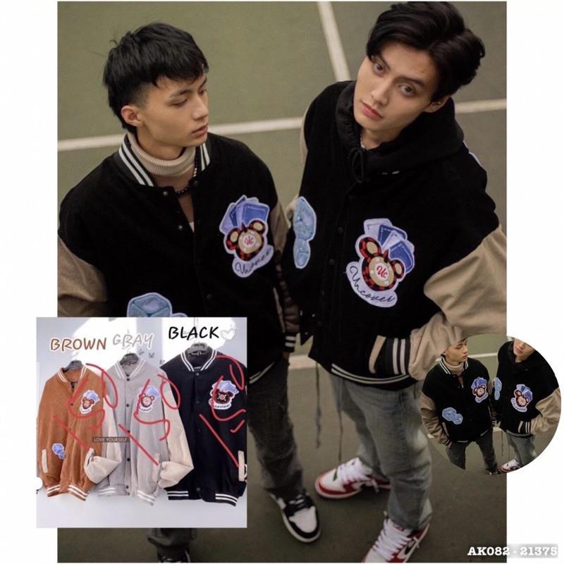 Áo Khoác Nhung NAM NỮ Cao Cấp Hàng QUẢNG CHÂU Bomber Jackets Form Rộng Unisex Thêu UCNEW