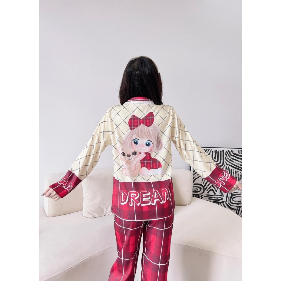 Bộ Pyjama lụa xước ánh kim cao cấp HÀNG THIẾT KẾ MỚI.