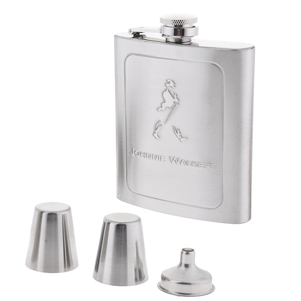 Hip Flask Stainless Steel Pocket Whiskey Engrave Funnel Drink Cup Spirit Set