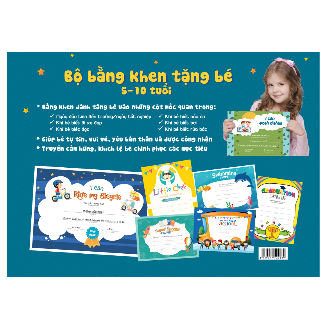 Combo 2 Bộ bằng khen tặng bé (5-12 tuổi) - 14 mẫu khác nhau 