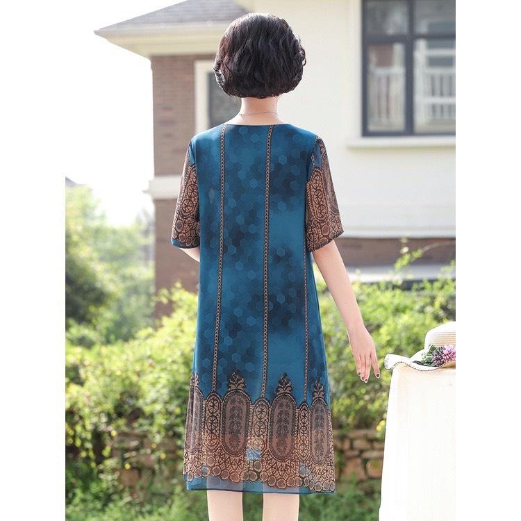 ĐẦM TRUNG NIÊN DÁNG SUÔNG IN HỌA TIẾT SẮC SẢO CHO MẸ ĐI TIỆC, CÓ SIZE LỚN