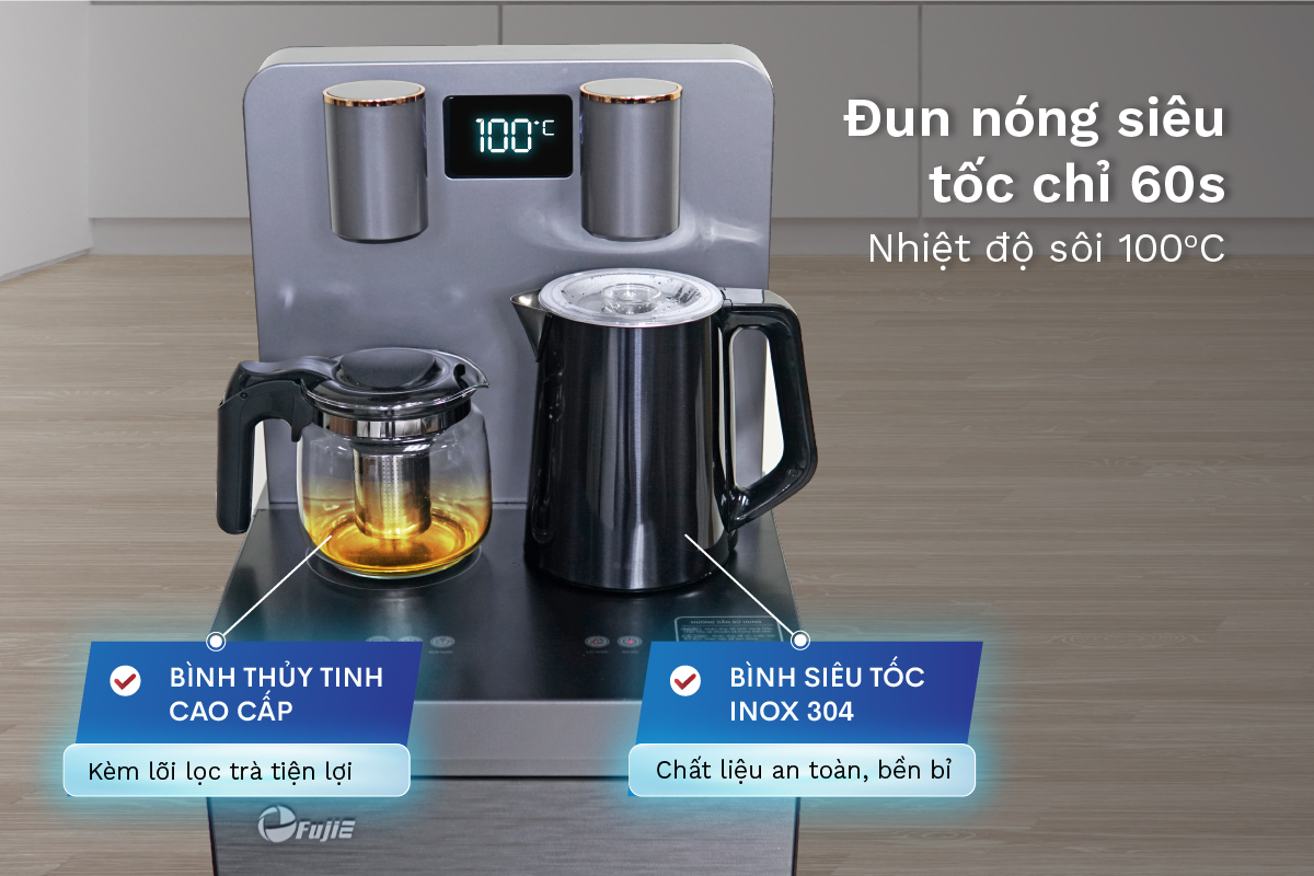 Cây Nước Nóng Lạnh Kết Hợp Bàn Pha Trà, Cafe Fujie TBH1332E- HÀNG CHÍNH HÃNG