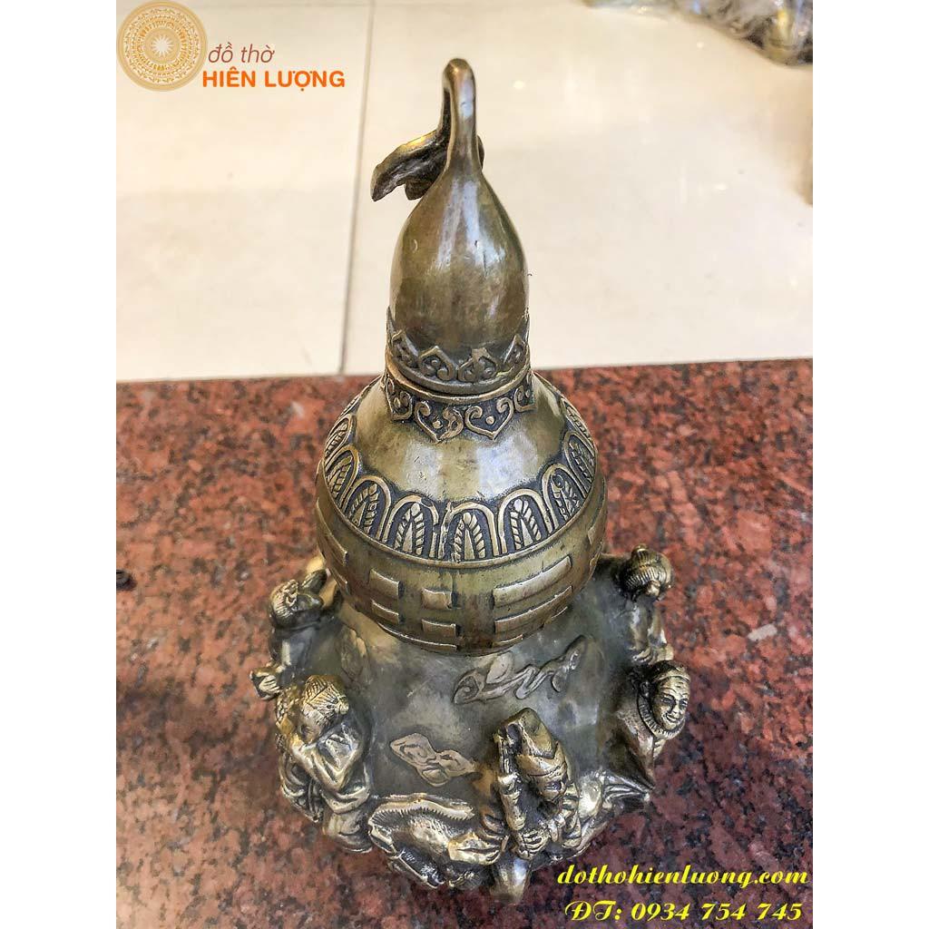 Quả Hồ Lô Bát Tiên Màu Nâu Bằng Đông Giả Cổ Chiều Cao 28cm