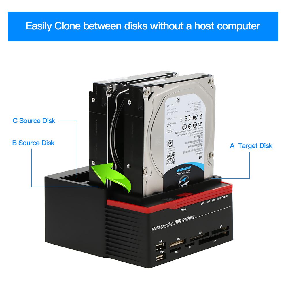 Đế đĩa cứng Đa chức năng 2,5 / 3,5 "IDE & SATA USB 3.0 Ổ cứng HDD Ổ cắm ba-ngăn 