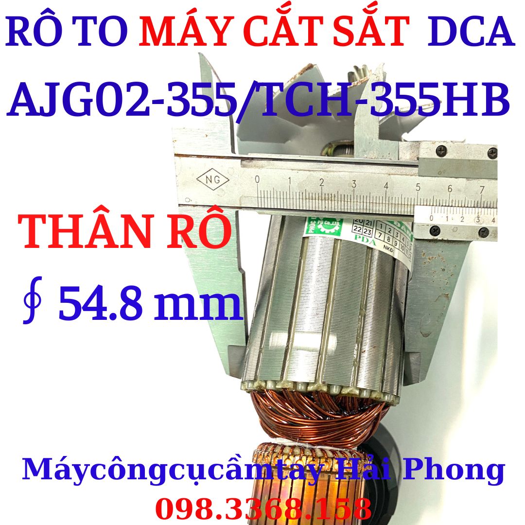 Rô to máy cắt sắt 'DCA' Mod. AJG02-355 / 'DongCheng" Mod.DJG02-355 . Đầu trục 8 Răng dấu huyền