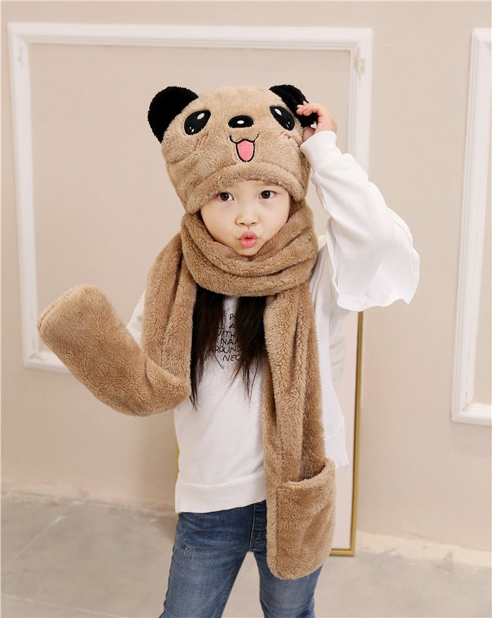 Mũ gấu xám vải nhung Cotton cho các bé trai và bé gái