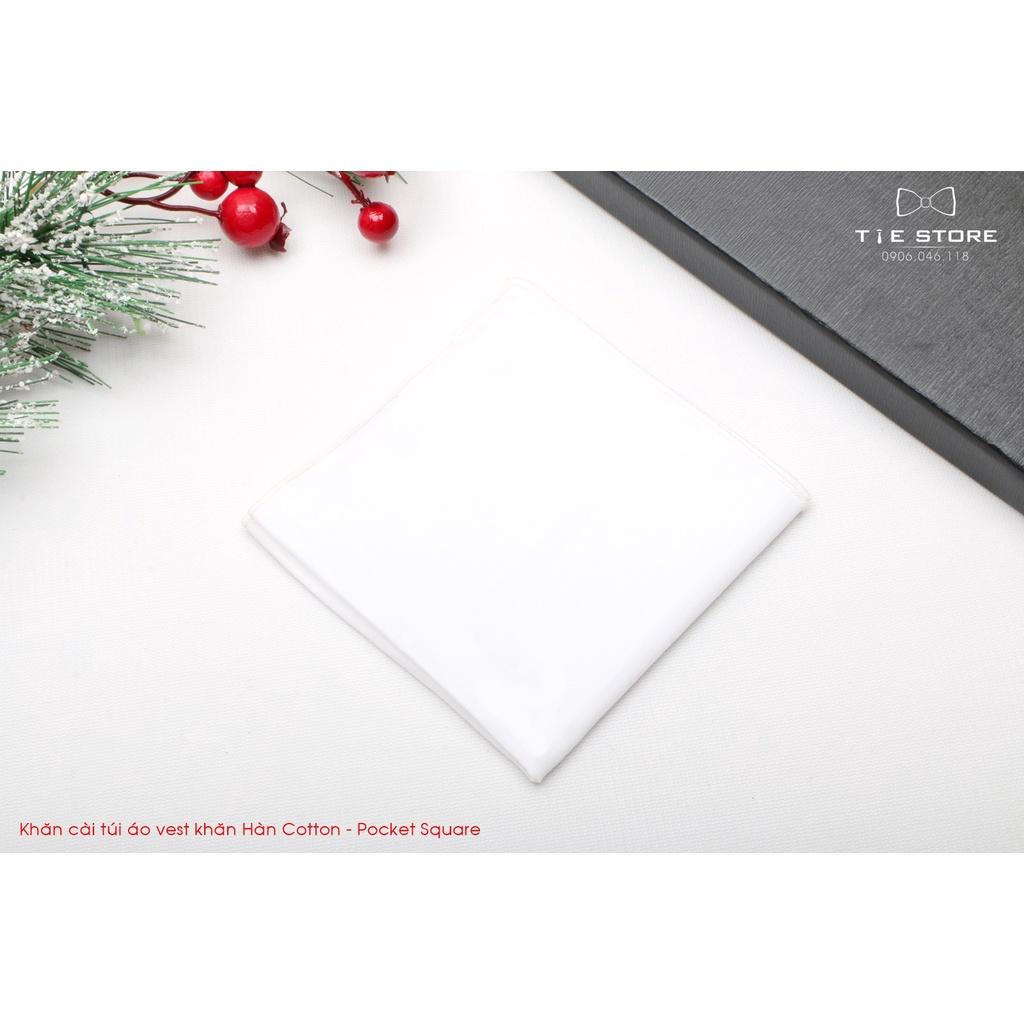 Khăn Cài Túi Áo Vest - Pocket Square, phụ kiện lịch lãm, trơn màu trắng viền