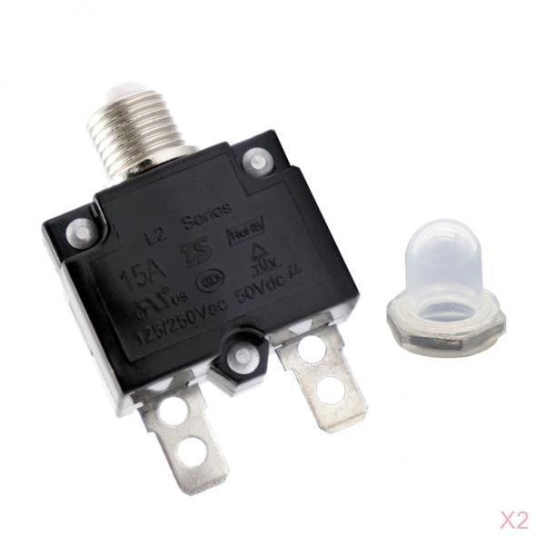 2x 15Amp Push Button Manual Reset Thermal Circuit Breaker Overload Switch