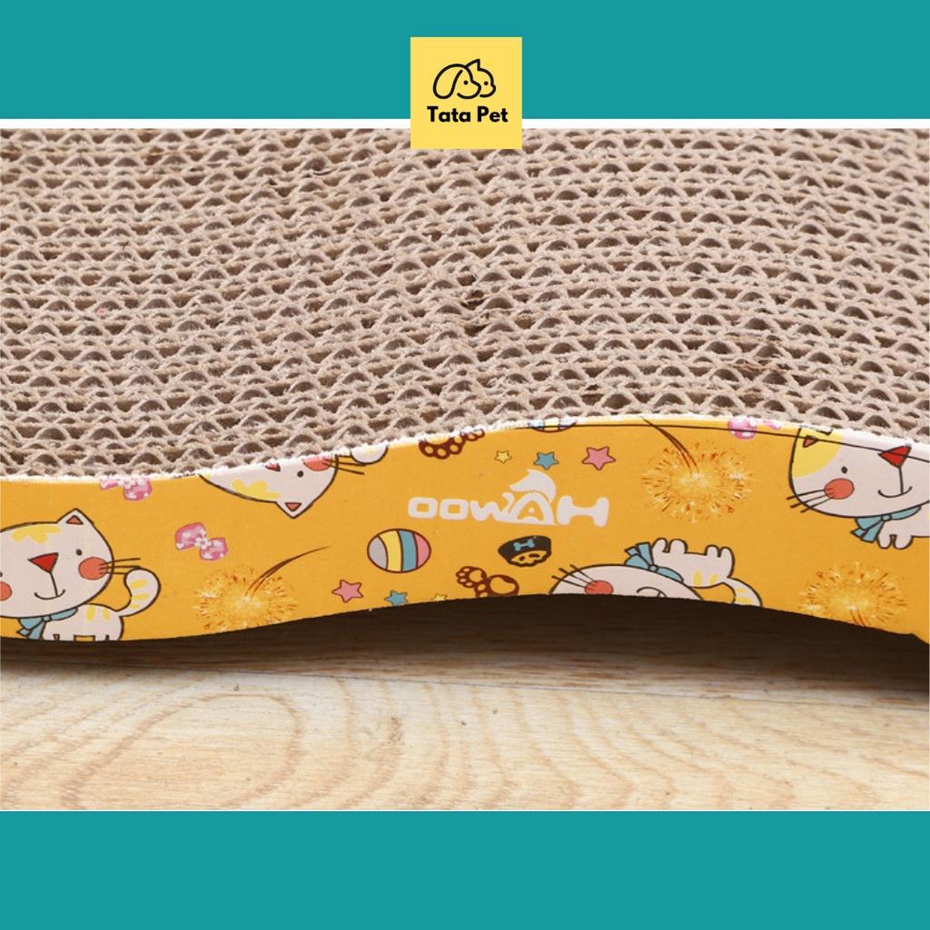 Thảm cào móng cho mèo sóng hai mặt giá rẻ bằng bìa carton, kèm gói cỏ bạc hà Catnip (CM13.3) TATAPET