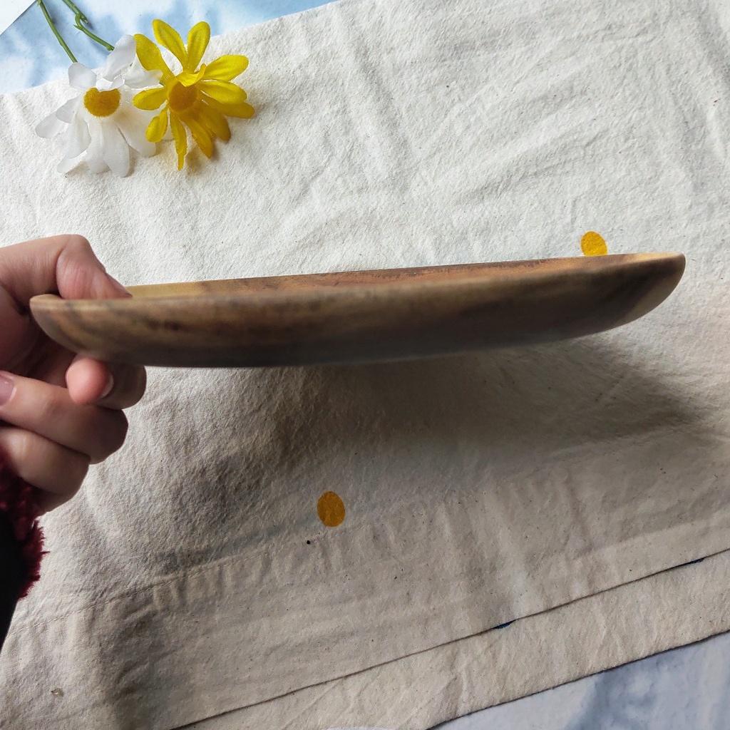 Khay Gỗ, Đĩa Gỗ Keo Tròn Tự Nhiên 20cm, Khay Đĩa Đựng Đồ Ăn, Trang Trí Chụp Ảnh Cao Cấp