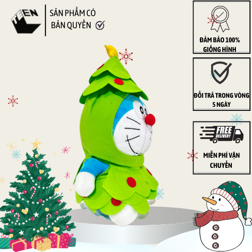 Thú bông Doraemon Cây Thông phiên bản Giáng Sinh - Sản Phẩm Có Bản Quyền, Phân Phối Bởi Teenbox Thú Nhồi Bông Toy