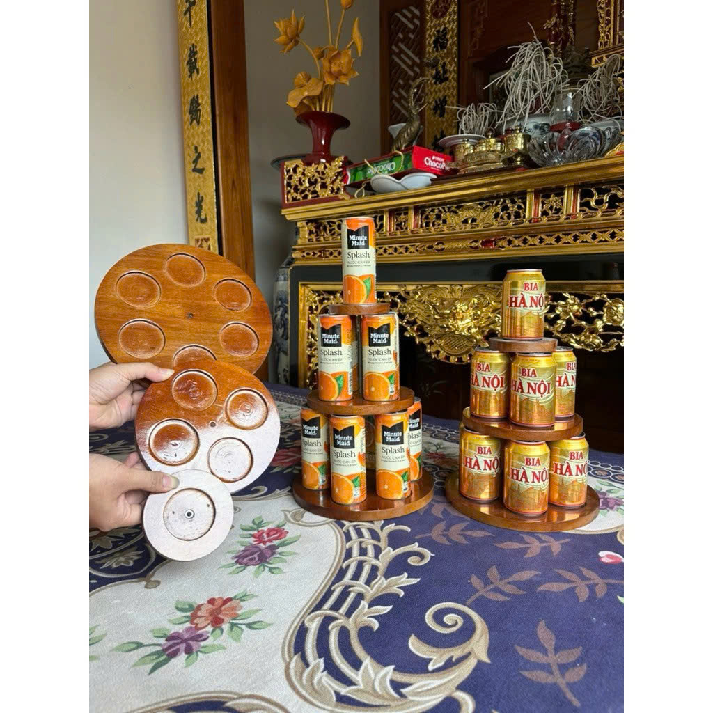 Tháp Bia Gỗ 3 Tầng Cao Cấp – Kệ Bày Bia Nước Ngọt Trang Trí Ban Thờ Lễ Tết Sang Trọng, Tiện Lợi - HÀNG CHÍNH HÃNG MINIIN
