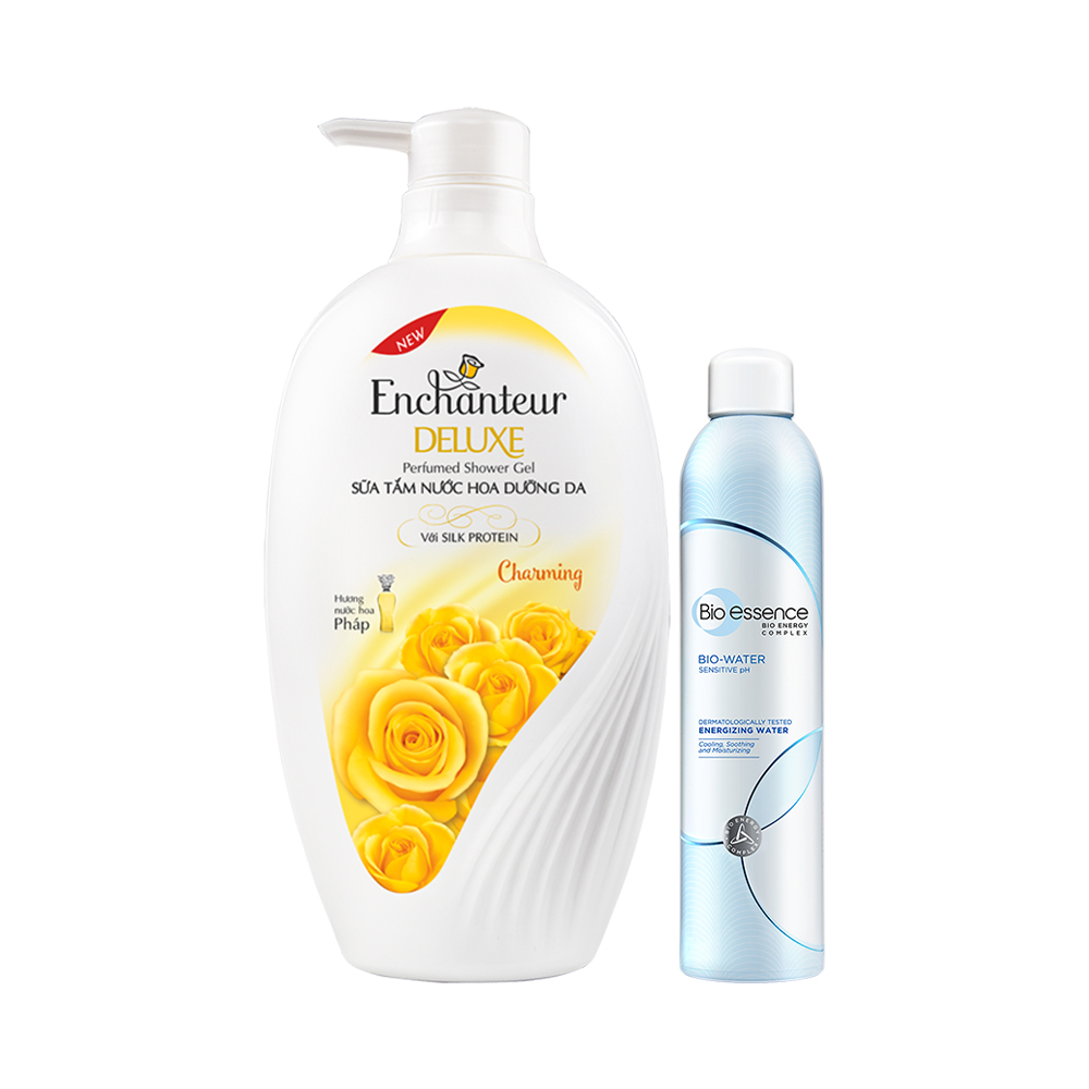 Combo Enchanteur sữa tắm dưỡng da hương nước hoa Charming 650g và Nước xịt khoáng Bio-essence dưỡng ẩm da 300ml