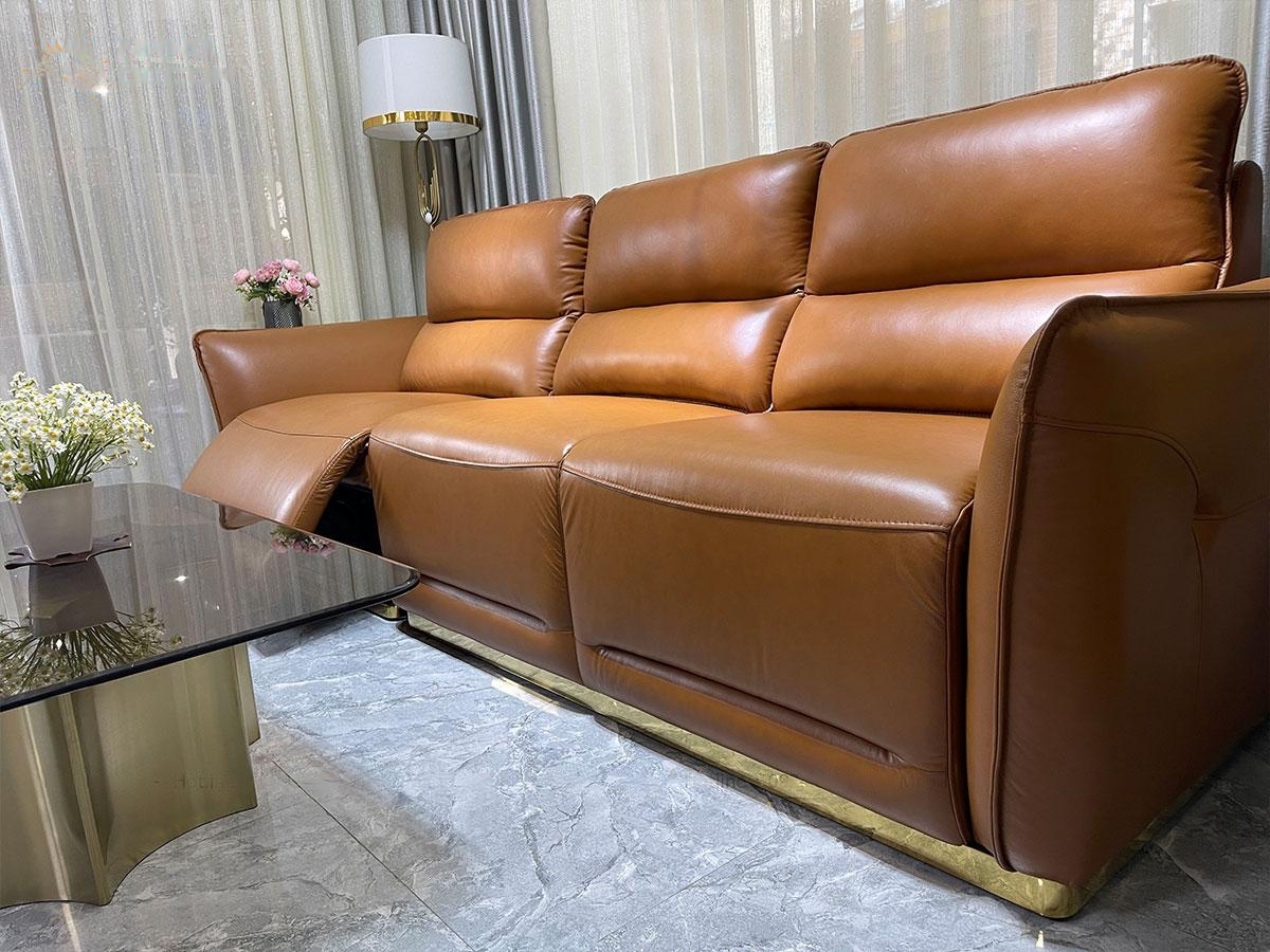 Sofa chỉnh điện 100% da bò Italy Juno sofa màu nâu SFBDCT02 2m7 hàng cao cấp chuẩn da bò nhập khẩu Ý