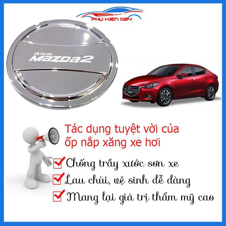 Ốp nắp bình xăng Mazda 2 2015-2016-2017-2018-2019 mạ crom chống trầy trang trí xe